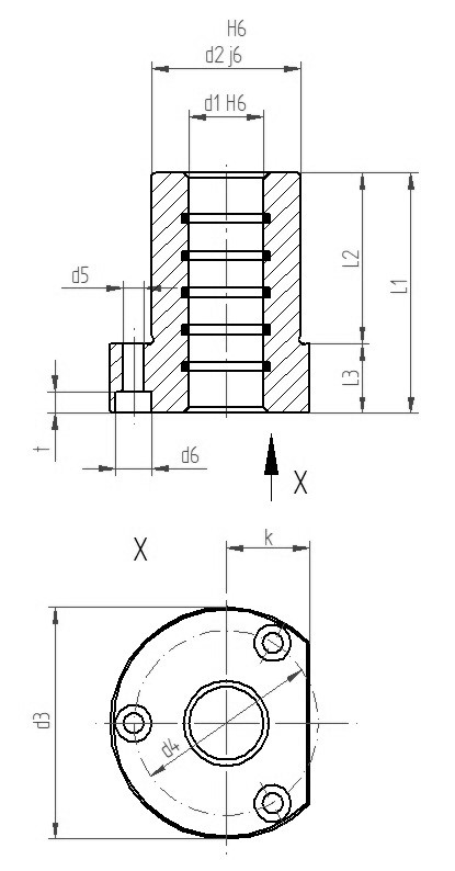 Gleitlagerbuchse mit Festschmierstoffring, ISO 9448-4